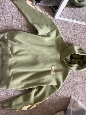 Light Olive Women’s Cowl Hoodie with Cream Accent